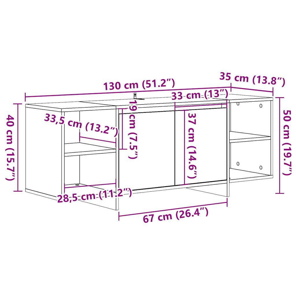 vidaXL TV-Schrank Artisan-Eiche 130x35x50 cm Holzwerkstoff