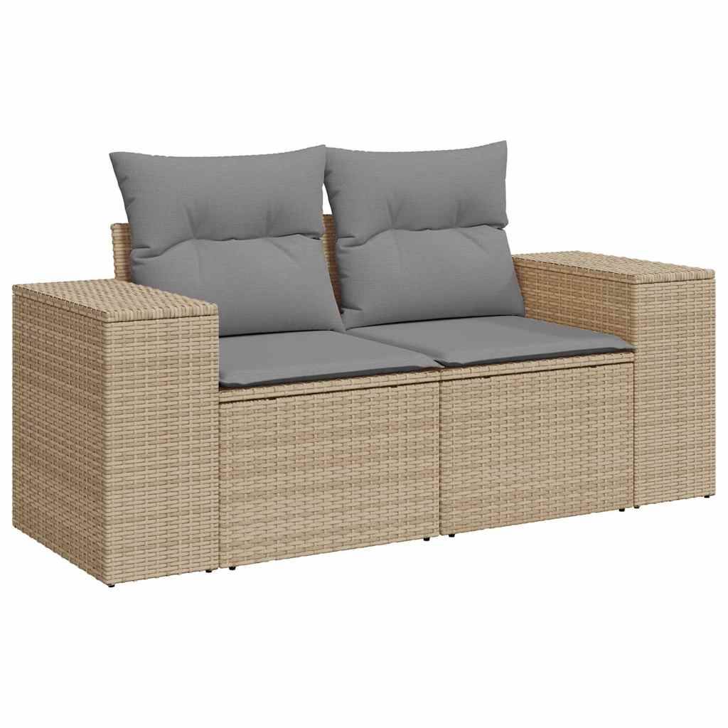 vidaXL 7-tlg. Garten-Sofagarnitur mit Kissen Grau Poly Rattan