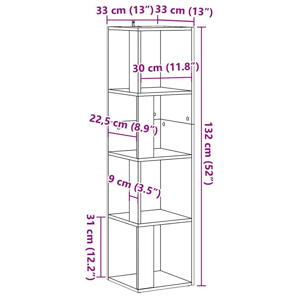 vidaXL Eckregal Artisan-Eiche 33x33x132 cm Holzwerkstoff