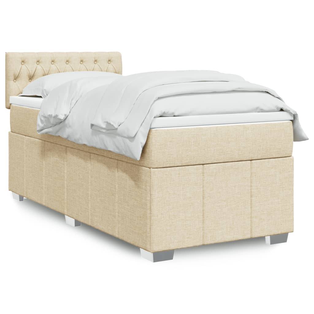 vidaXL Boxspringbett mit Matratze Creme 90x200 cm Stoff