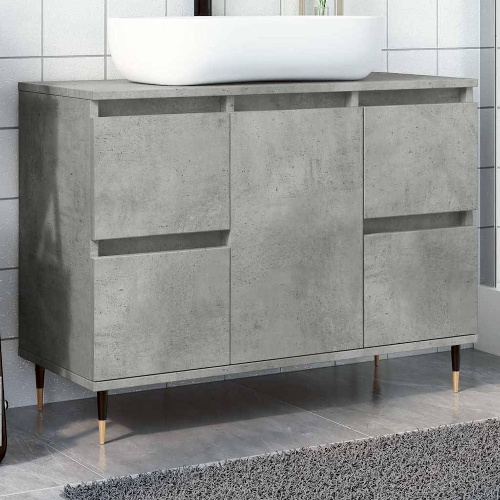 vidaXL Badschrank Betongrau 80x33x60 cm Holzwerkstoff