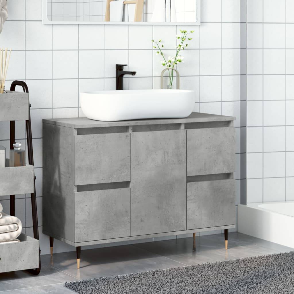 vidaXL Badschrank Betongrau 80x33x60 cm Holzwerkstoff