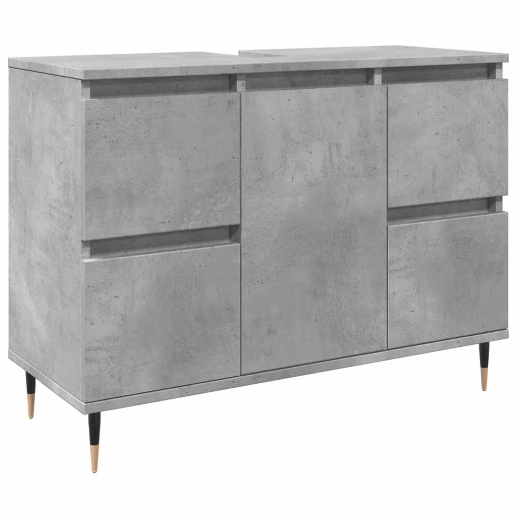 vidaXL Badschrank Betongrau 80x33x60 cm Holzwerkstoff