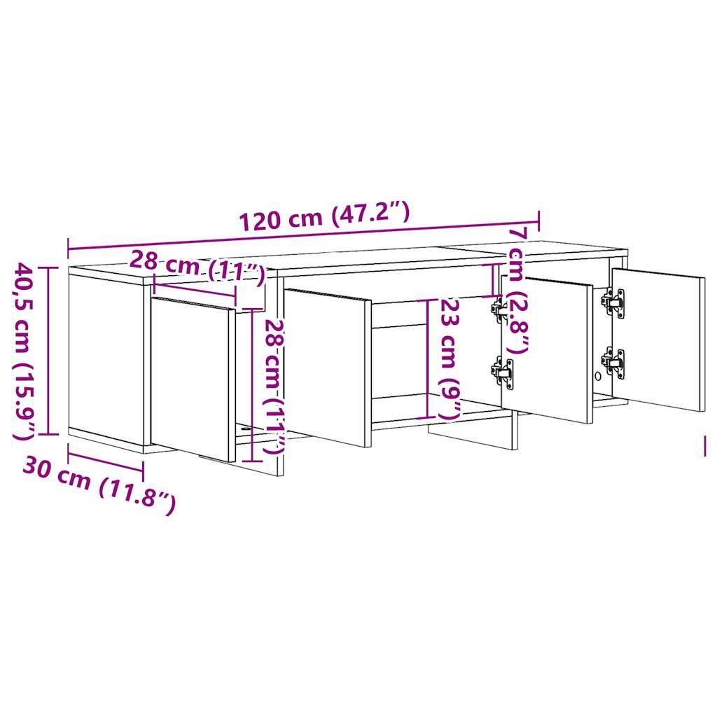 vidaXL TV-Schrank Altholz-Optik 120x30x40,5 cm Holzwerkstoff
