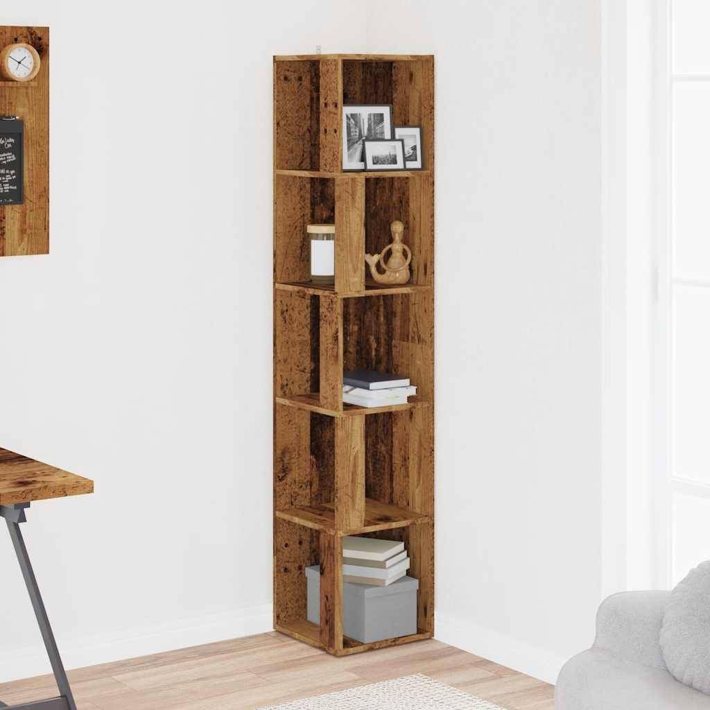 vidaXL Eckregal Altholz-Optik 33x33x165 cm Holzwerkstoff
