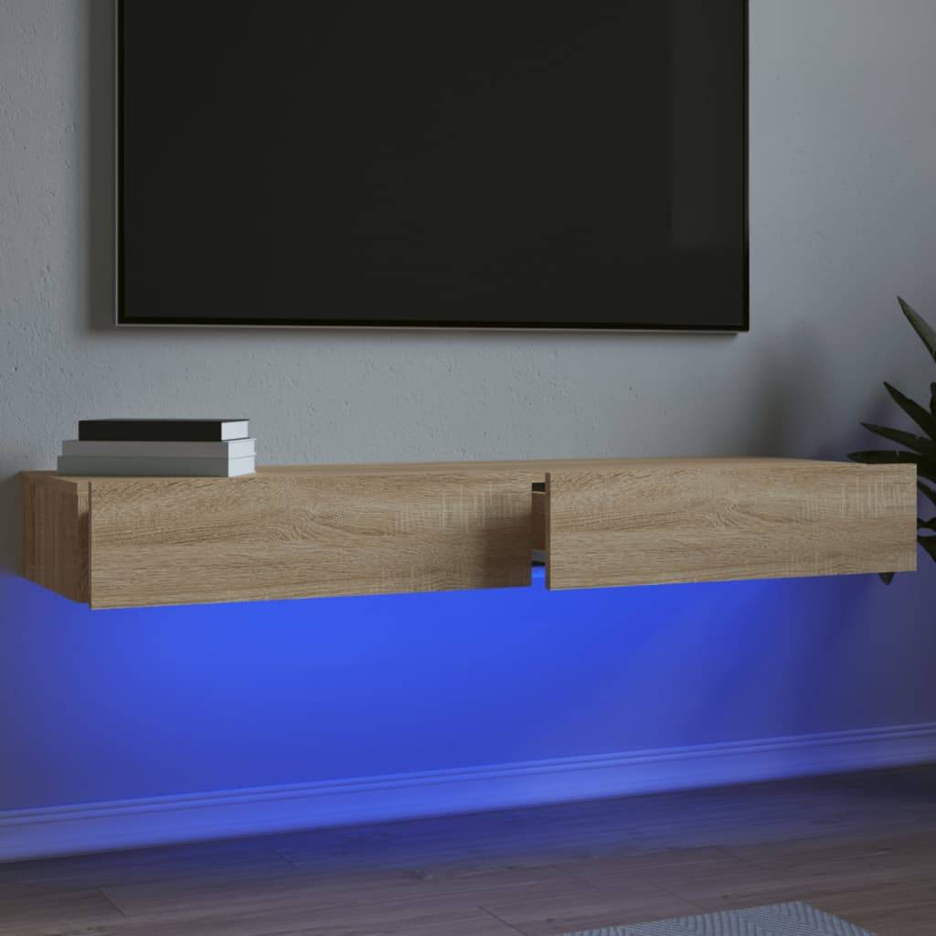vidaXL TV-Schränke mit LED-Leuchten 2 Stk. Sonoma-Eiche 60x35x15,5 cm