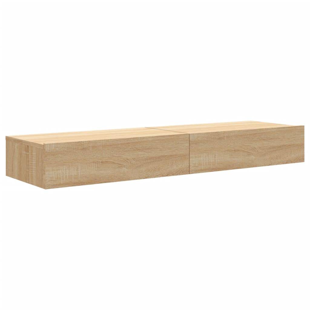 vidaXL TV-Schränke mit LED-Leuchten 2 Stk. Sonoma-Eiche 60x35x15,5 cm