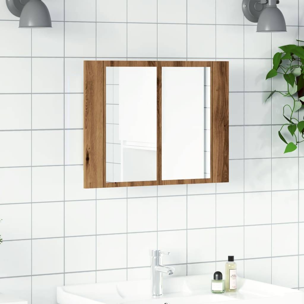 vidaXL LED-Spiegelschrank Artisan-Eiche 60x12x45 cm Holzwerkstoff