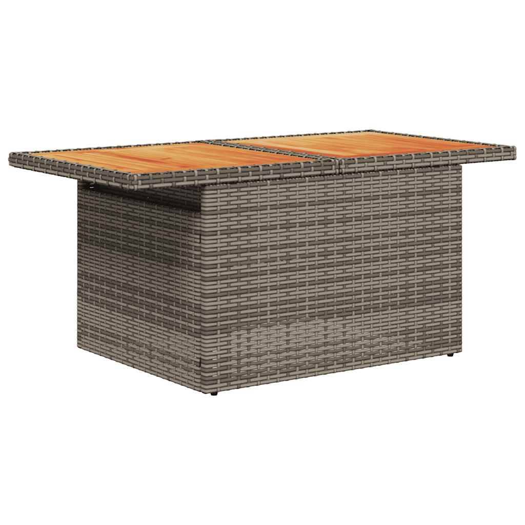 vidaXL 7-tlg. Garten-Sofagarnitur mit Kissen Grau Poly Rattan Akazie