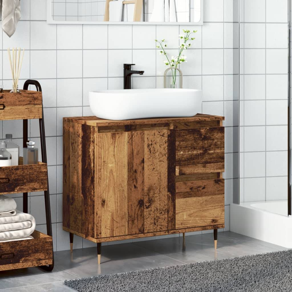 vidaXL Badschrank Altholz-Optik 65x33x60 cm Holzwerkstoff