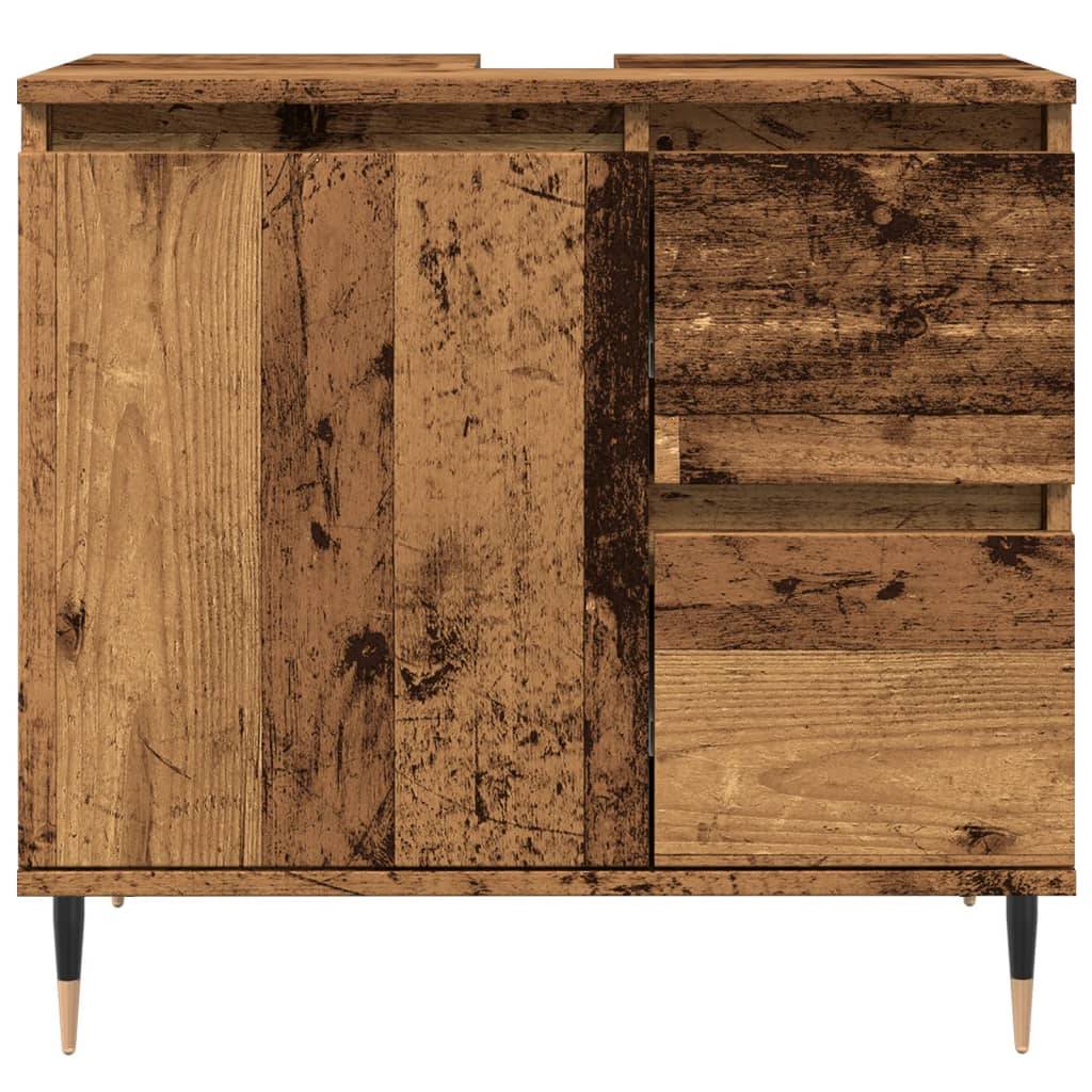 vidaXL Badschrank Altholz-Optik 65x33x60 cm Holzwerkstoff