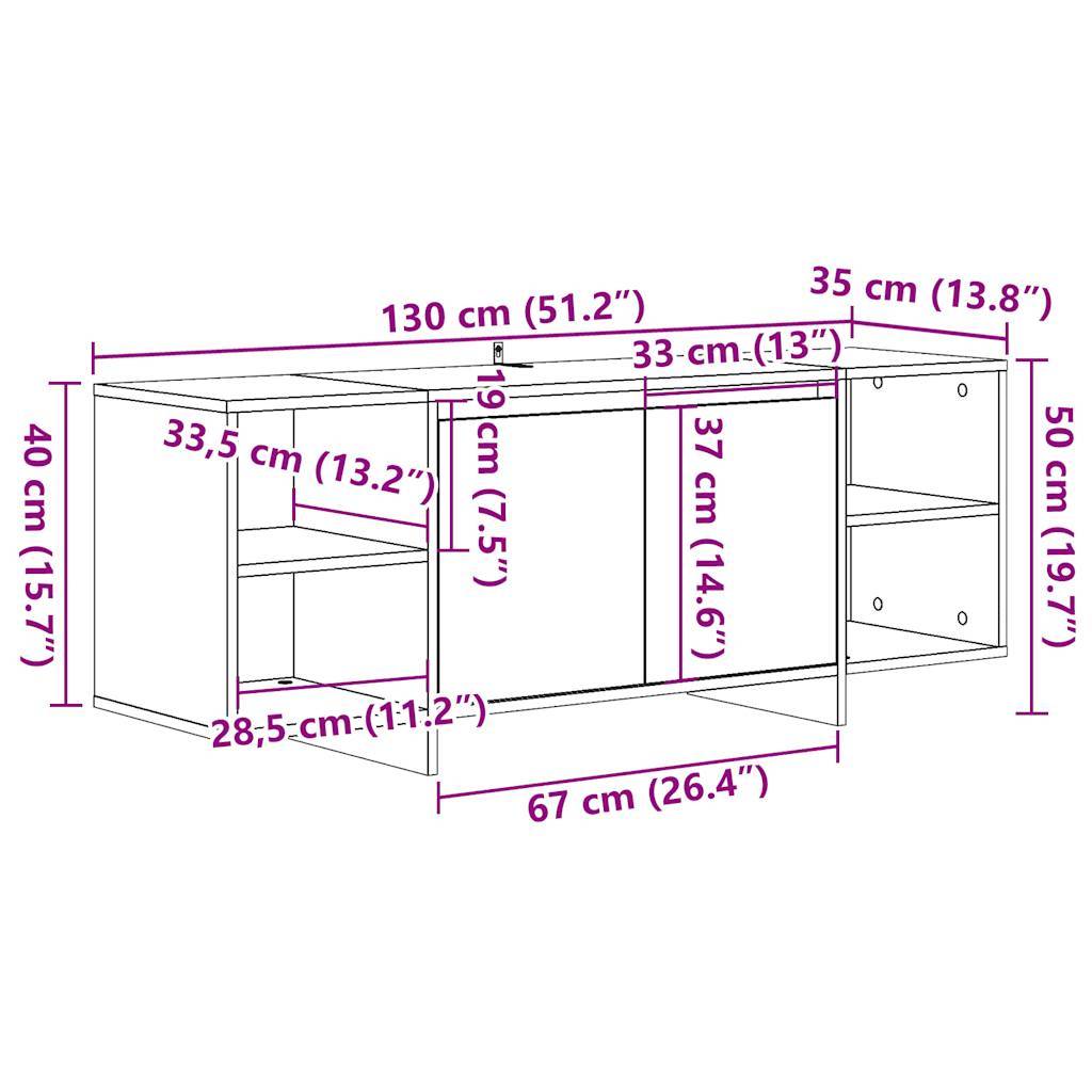 vidaXL TV-Schrank Altholz-Optik 130x35x50 cm Holzwerkstoff