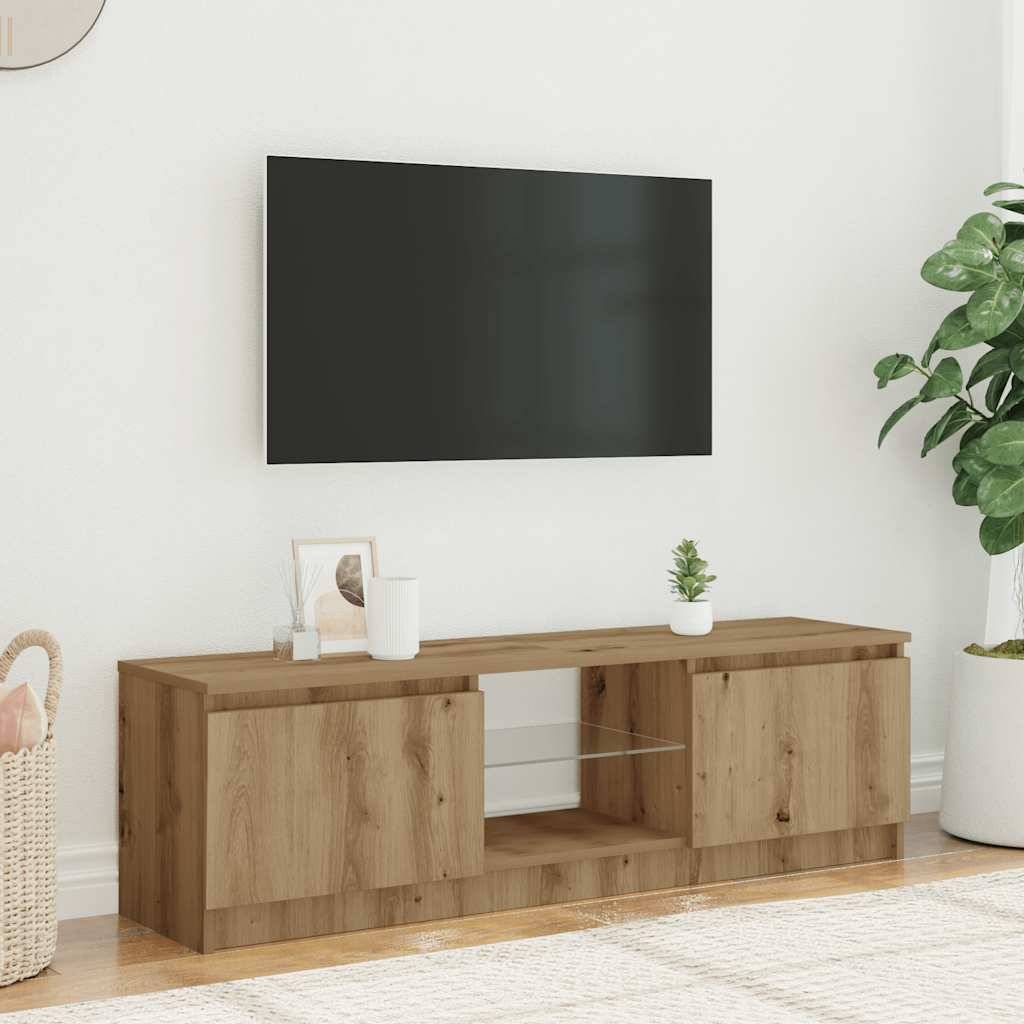 vidaXL TV-Schrank mit LED-Leuchten Artisan-Eiche 120x30x36 cm