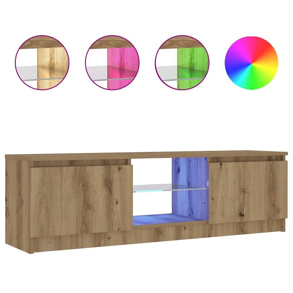 vidaXL TV-Schrank mit LED-Leuchten Artisan-Eiche 120x30x36 cm