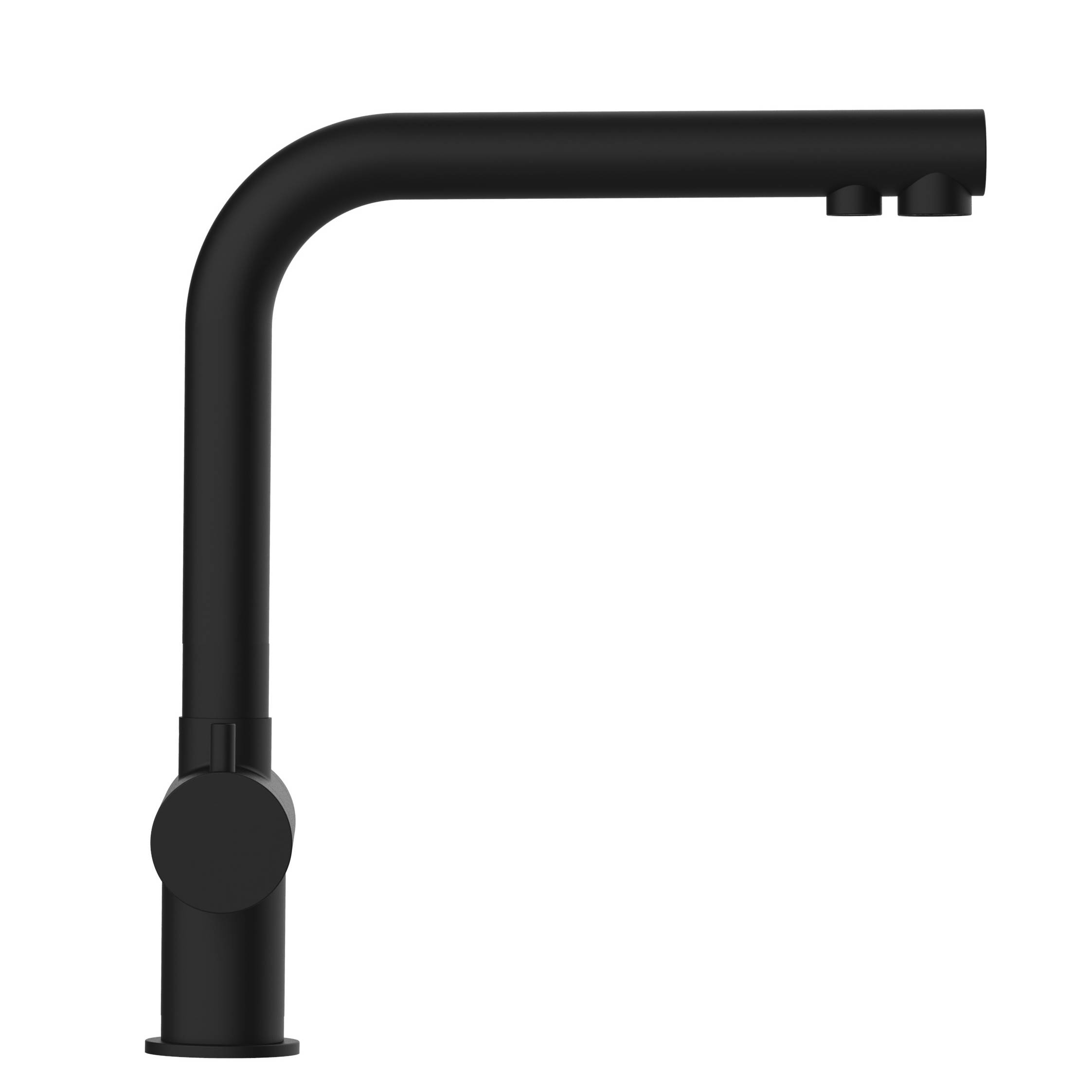 3 Wege Wasserhahn Küchenarmatur, Edelstahl Massiv mit 360° schwenkbarem L-Auslauf, PVD Schwarz Matt