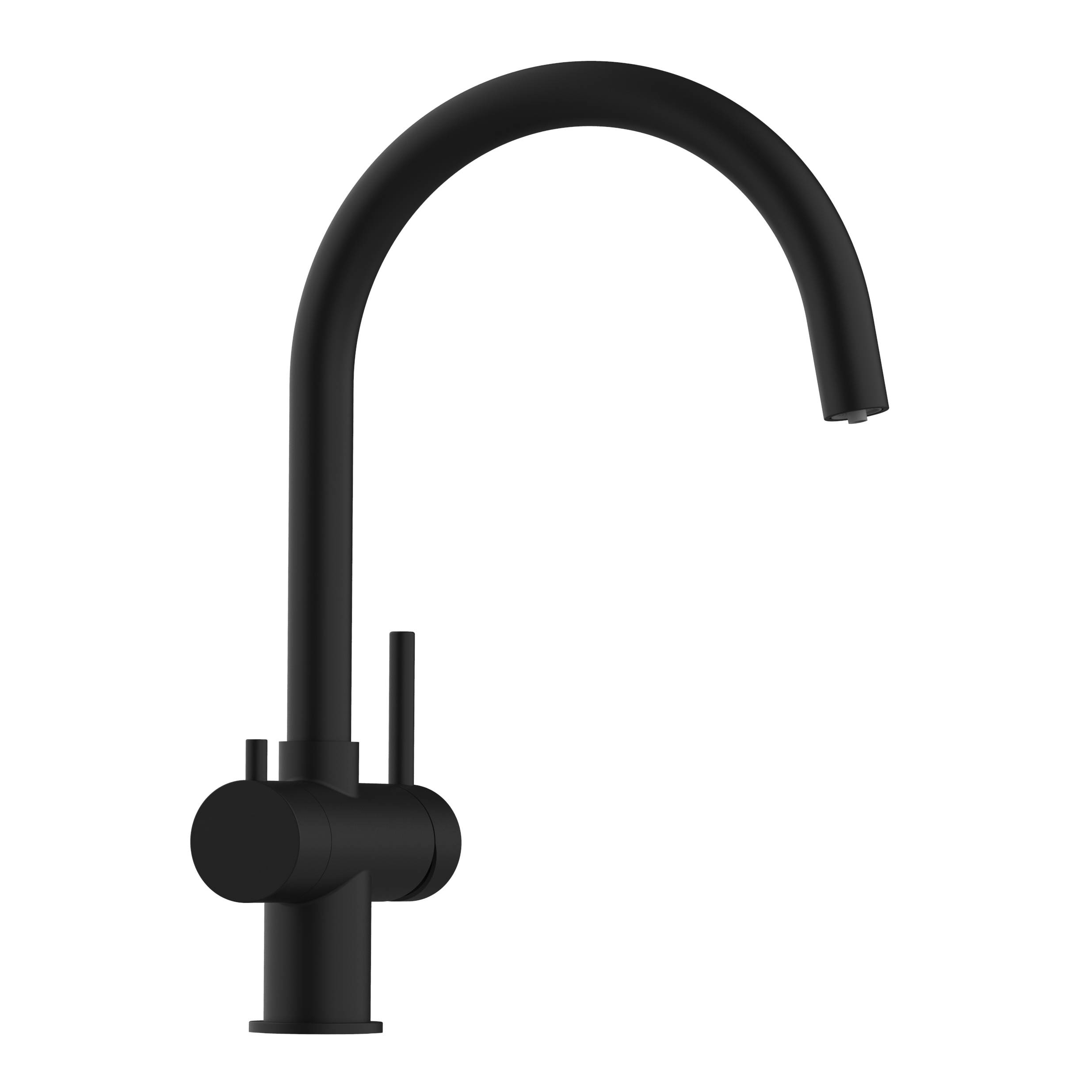 3 Wege Wasserhahn Küchenarmatur, Edelstahl Massiv mit 360° schwenkbarem U-Auslauf, PVD Schwarz Matt