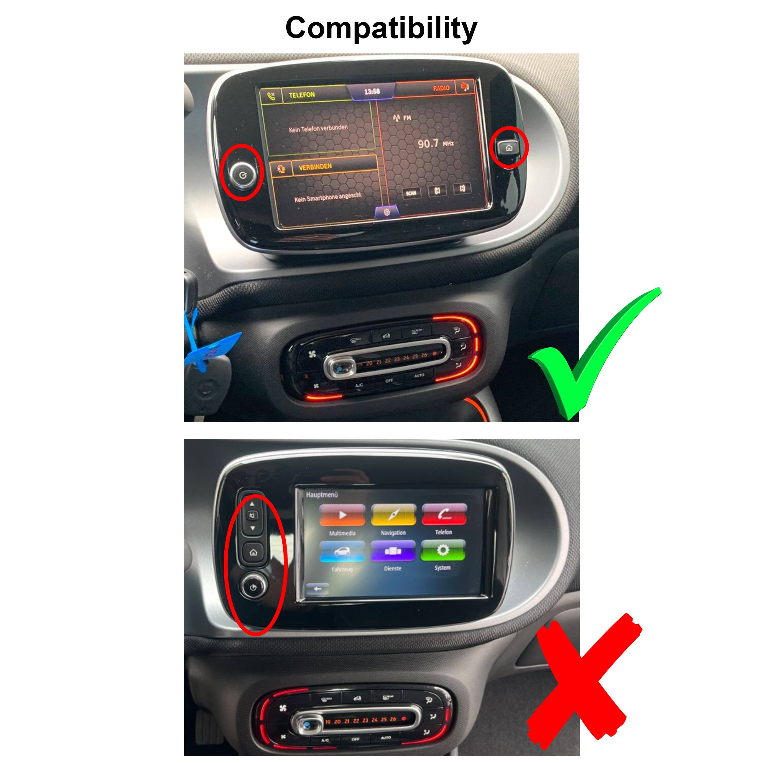 Für Smart Fortwo EQ ab 2020 with Original Display 9" Touch Android Radio CarPlay