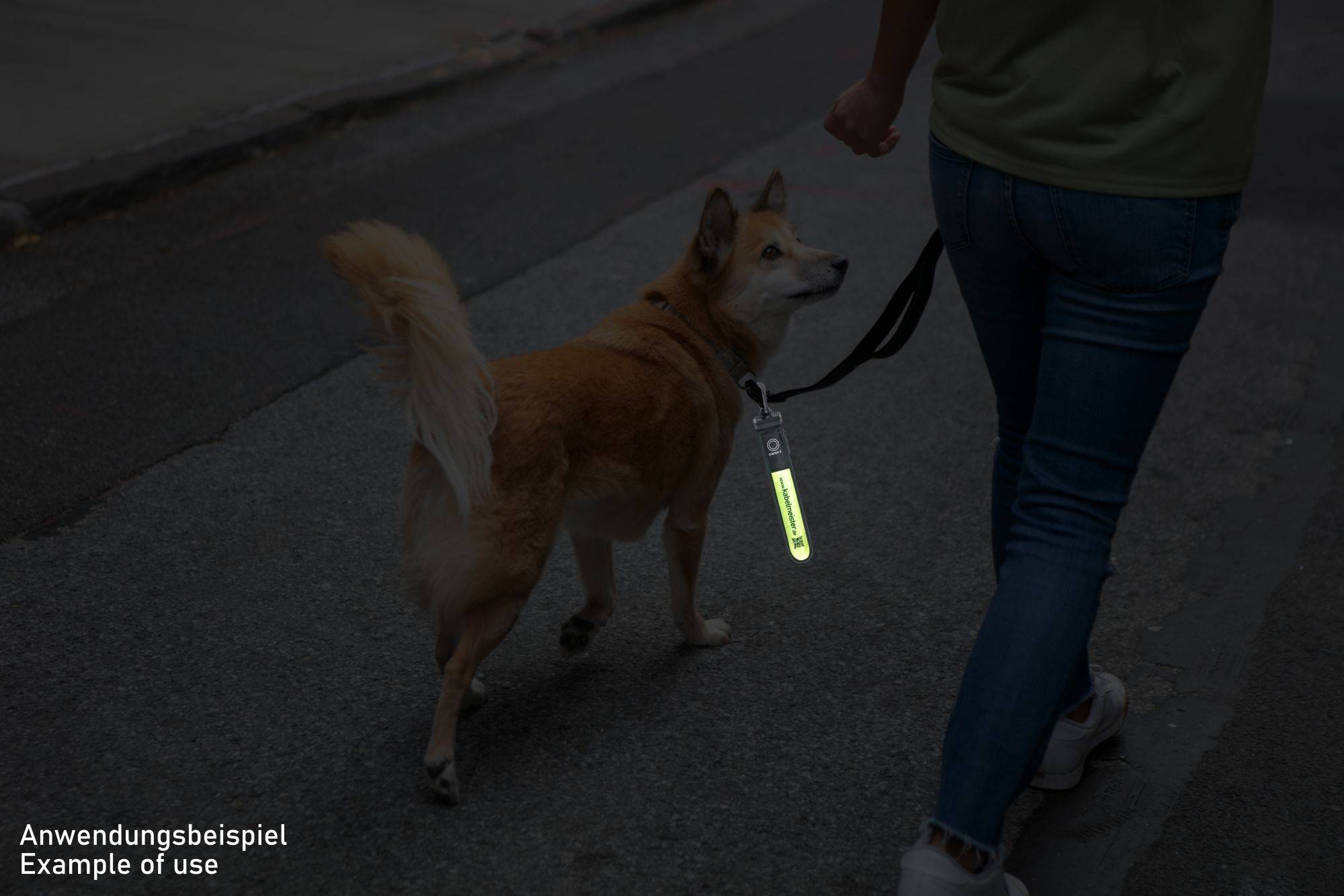 LED-Leuchtband / Blinklicht mit Befestigungshaken, reflektierend - 2er Set - 1x blau + 1x grün/gelb