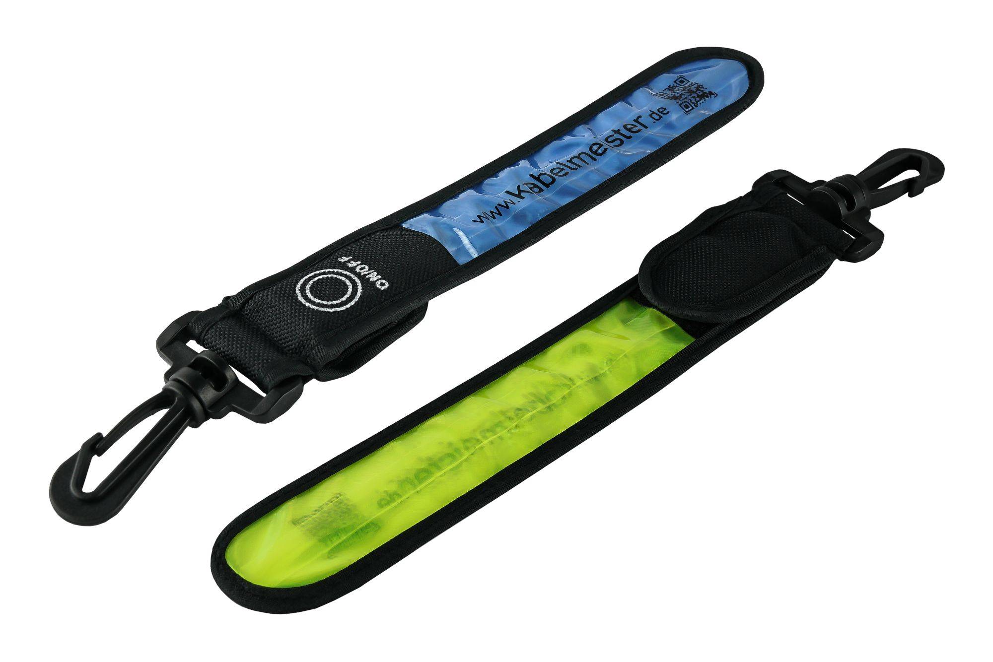 LED-Leuchtband / Blinklicht mit Befestigungshaken, reflektierend - 4er Set - 2x blau + 2x grün/gelb