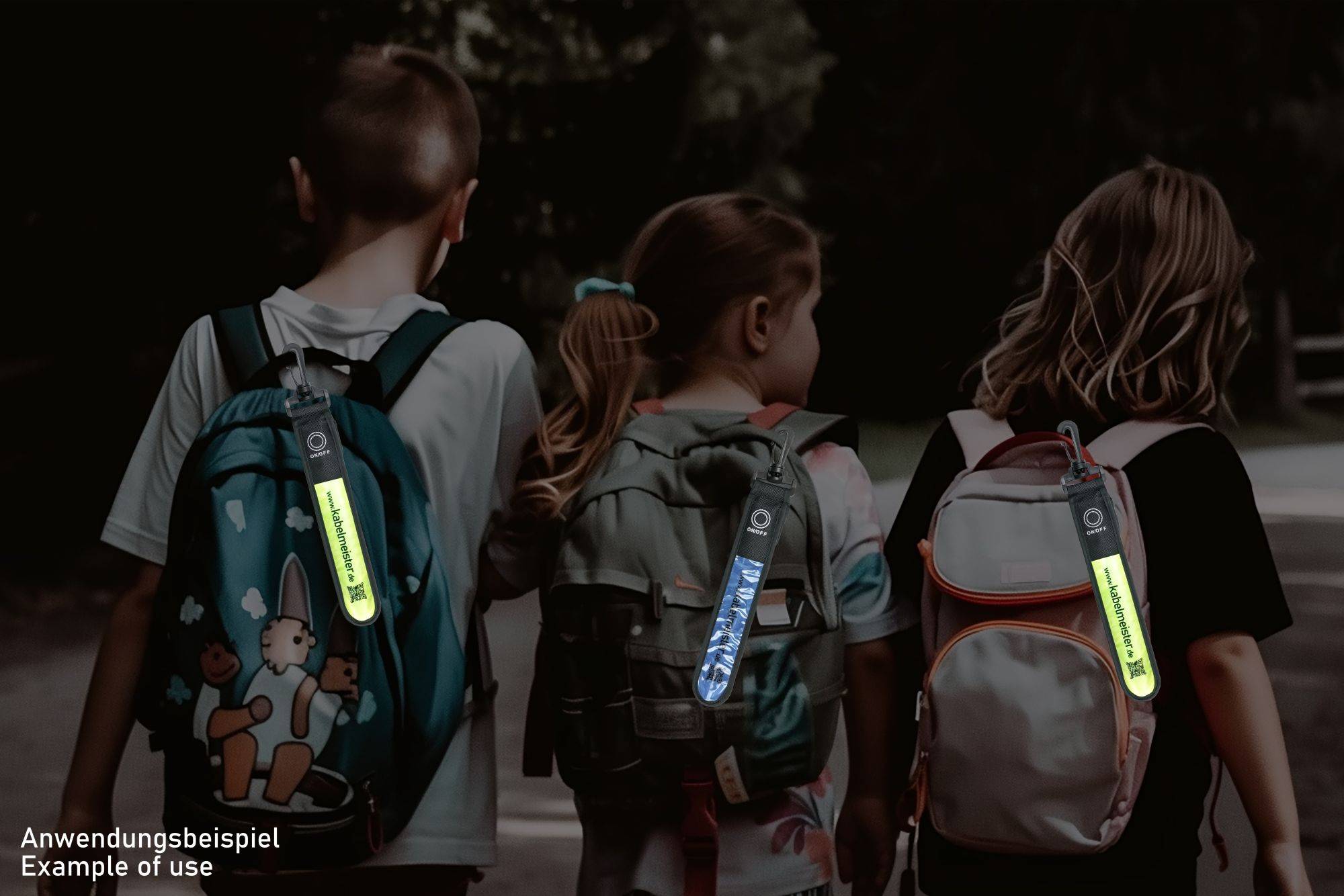 LED-Leuchtband / Blinklicht mit Befestigungshaken, reflektierend - 4er Set - 2x blau + 2x grün/gelb