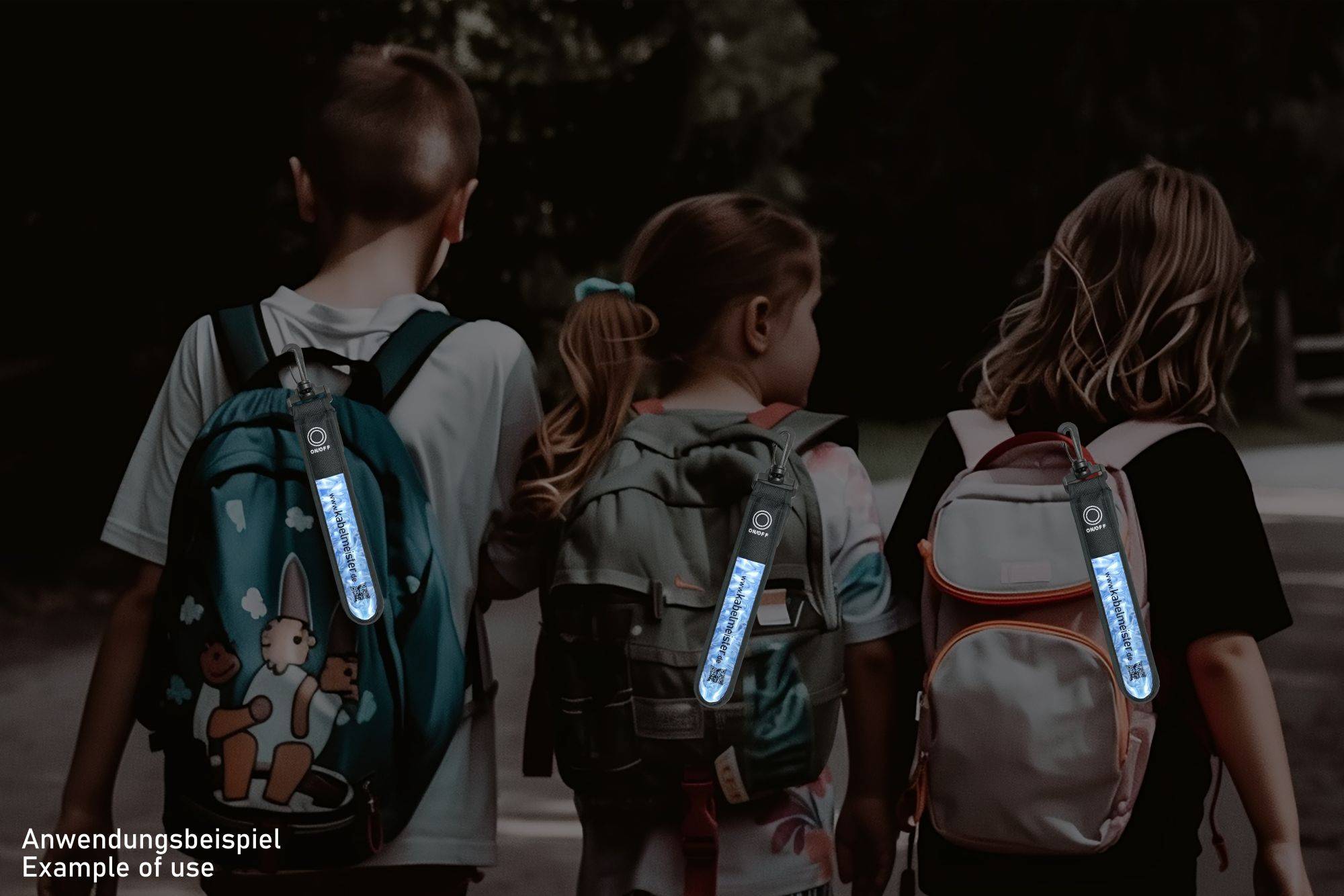 LED-Leuchtband / Blinklicht mit Befestigungshaken, reflektierend, blau