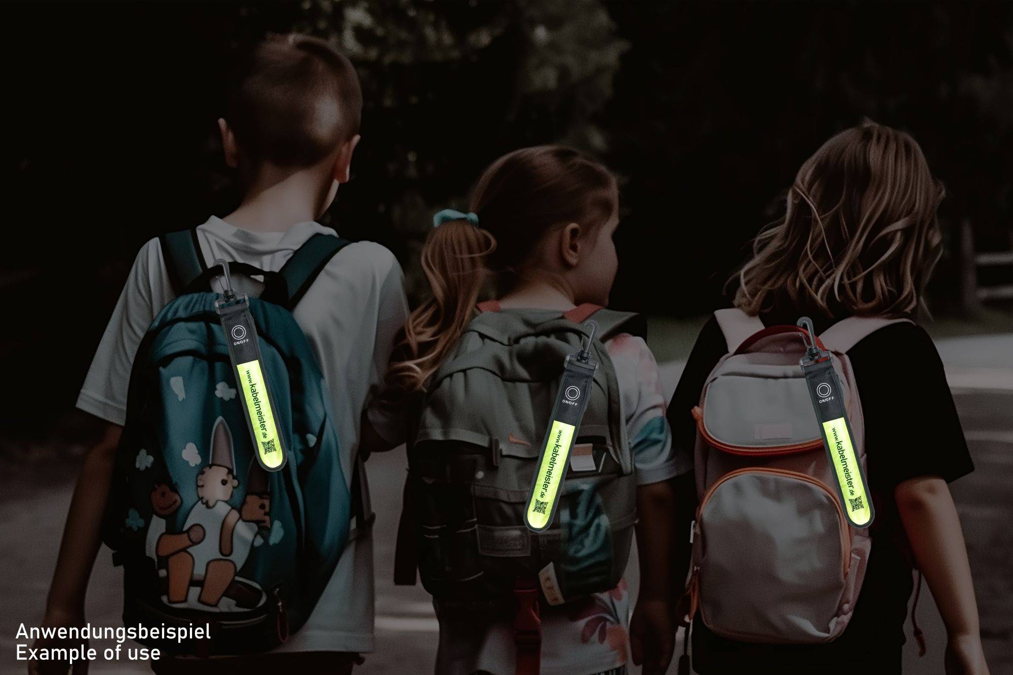 LED-Leuchtband / Blinklicht mit Befestigungshaken, reflektierend, grün/gelb