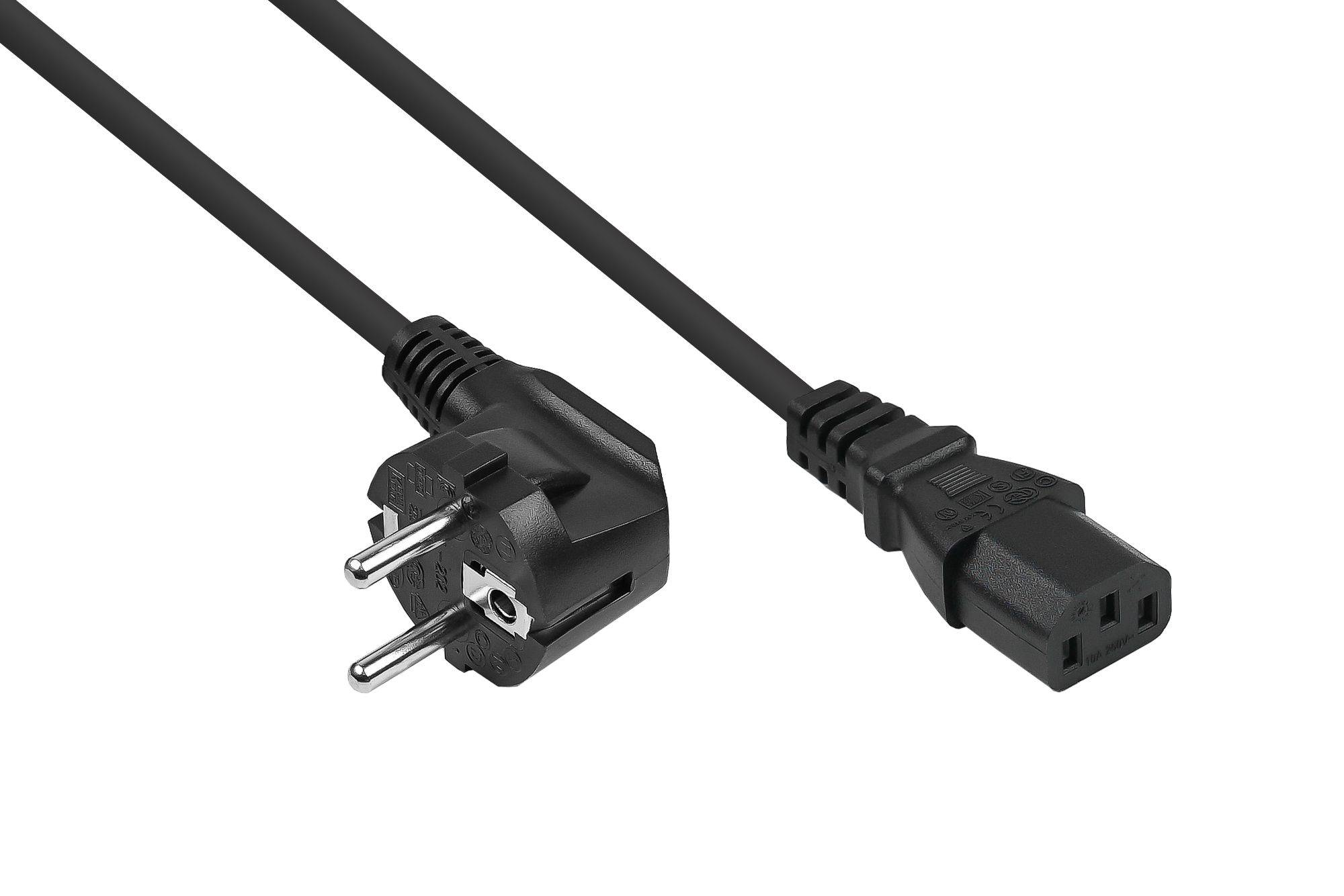 kabelmeister Schutzkontakt-St. 90° gew. an C13 schwarz 1.8m - Kabel - Strom/Netzteil