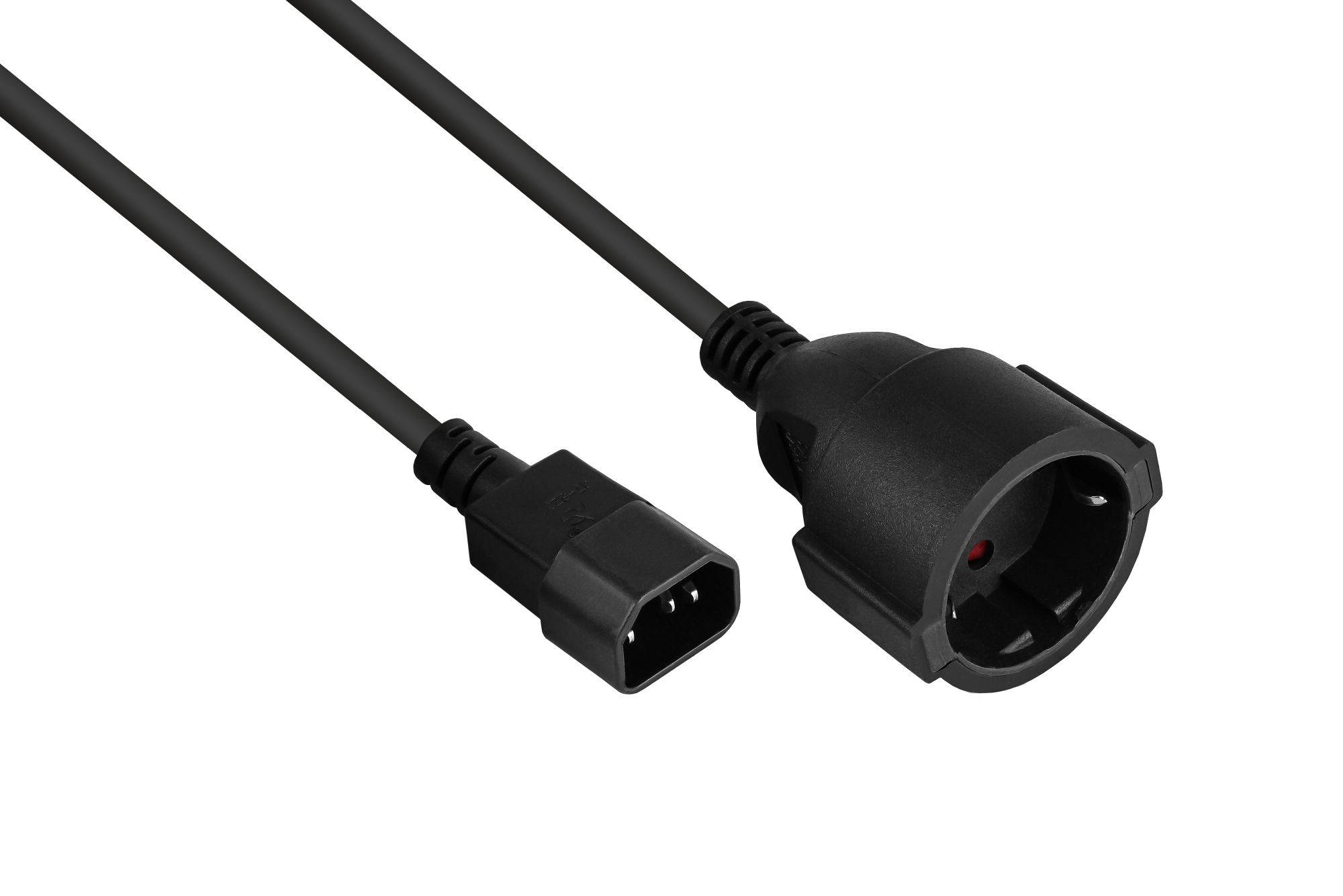 kabelmeister Netzkabel C14 Schutzkontakt-Buchse schw. 0.5m - Adapter - Strom/Netzteil