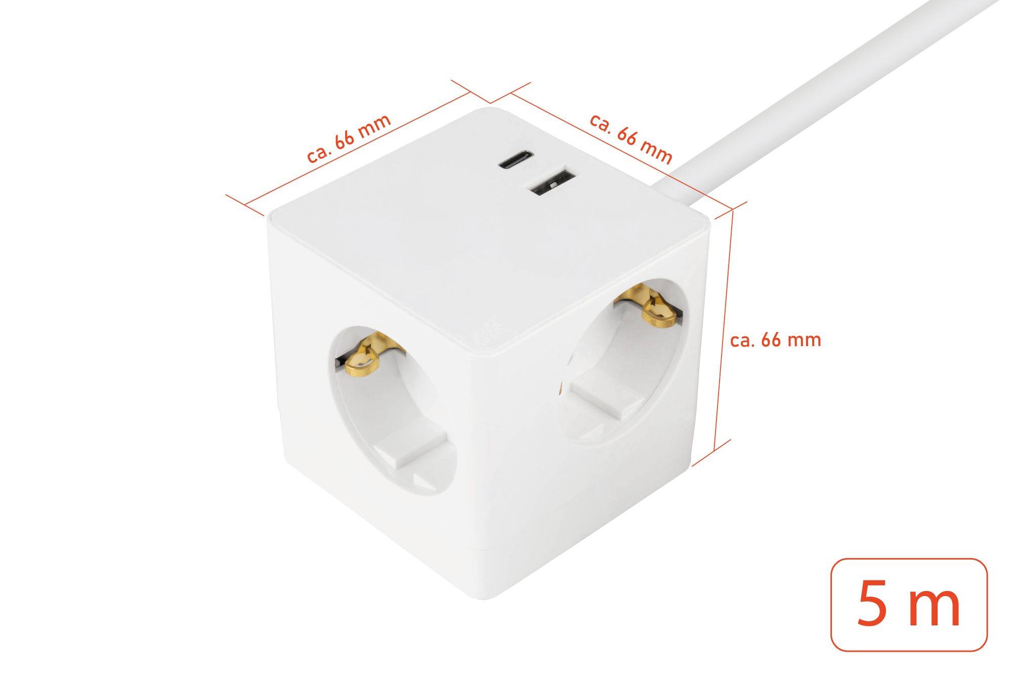 Steckdosenwürfel mit 5m Zuleitung