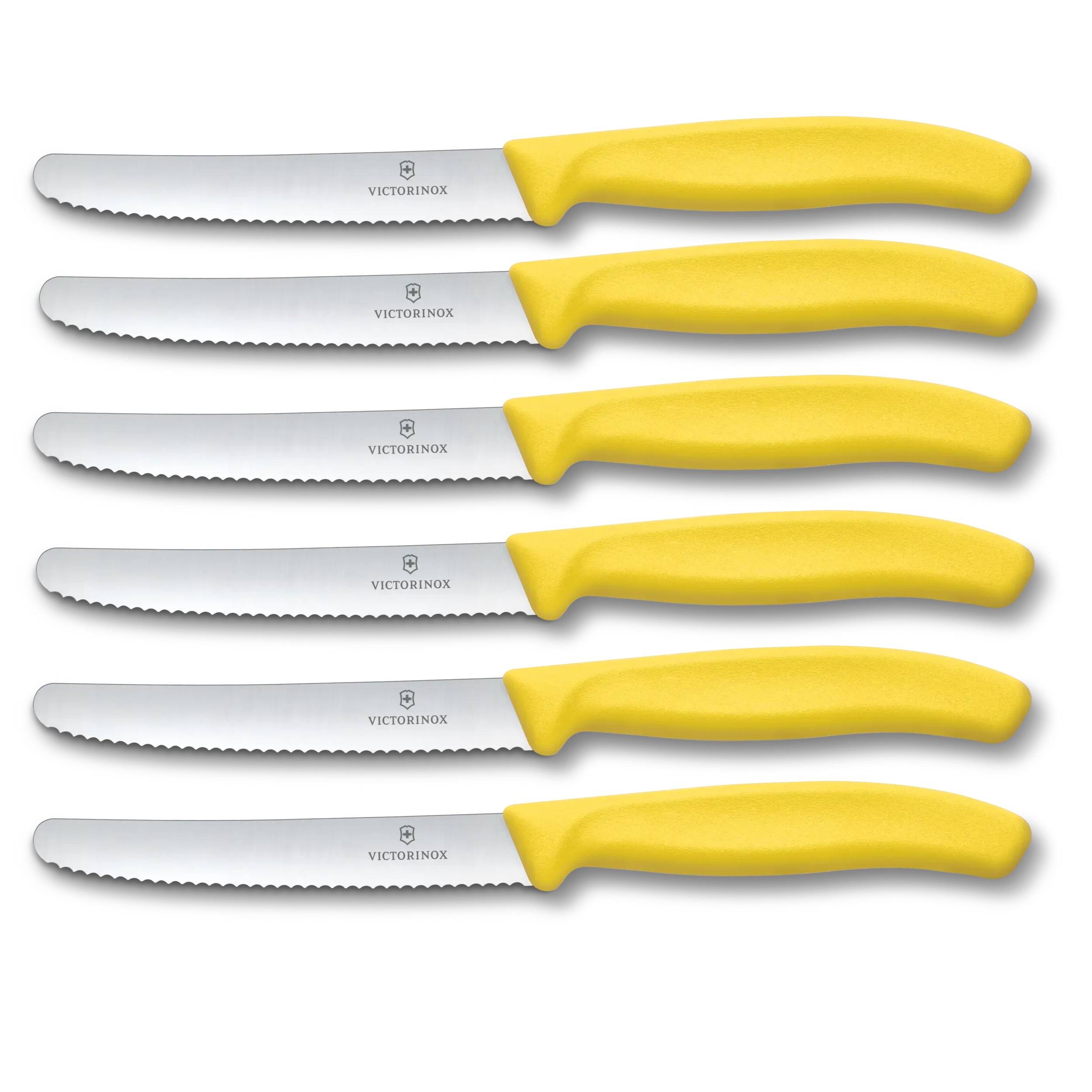 Victorinox | Tafelmesser Set | 6-teilig | Swiss Classic Serie | gelbe Griffe | langlebig & spülmaschinenfest | ideal für präzises Schneiden im Allt