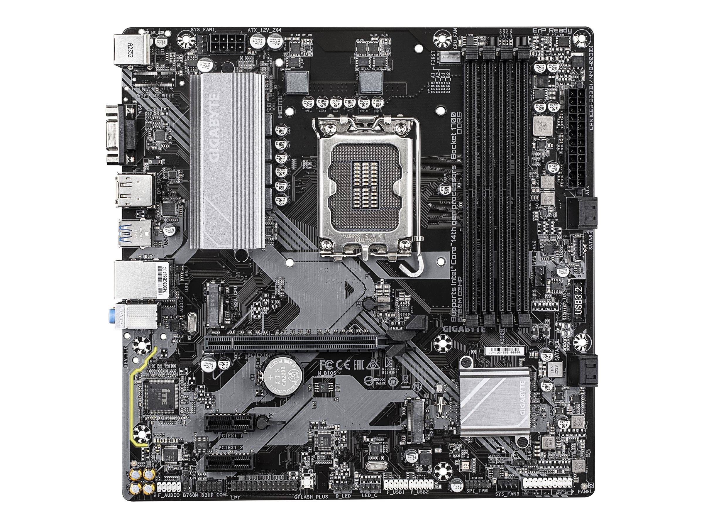 Gigabyte B760M D3HP - Motherboard - micro ATX - LGA1700-Sockel - B760 Chipsatz - USB-C 3.2 Gen 1, USB 3.2 Gen 1 - Gigabi