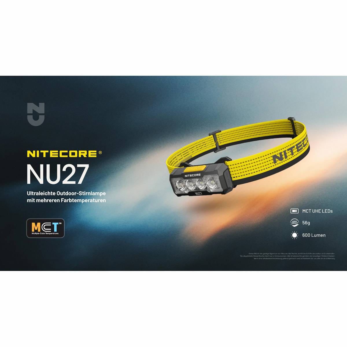 Nitecore NU27 LED-Stirnlampe 600 Lumen - Gelb/Schwarz