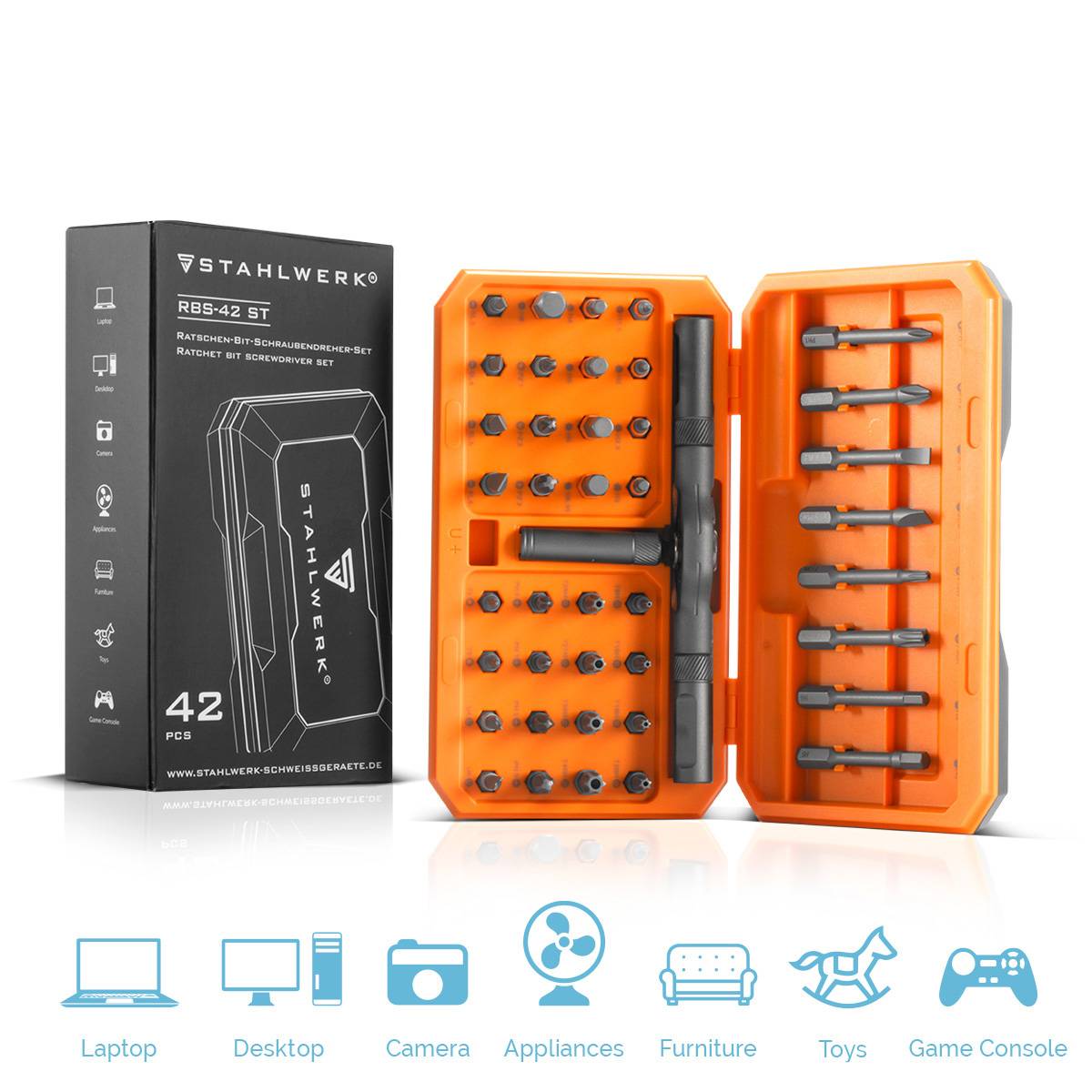 STAHLWERK Ratschen-Schraubendreher-Bit-Set RBS-42 ST 42-teilig Ratsche