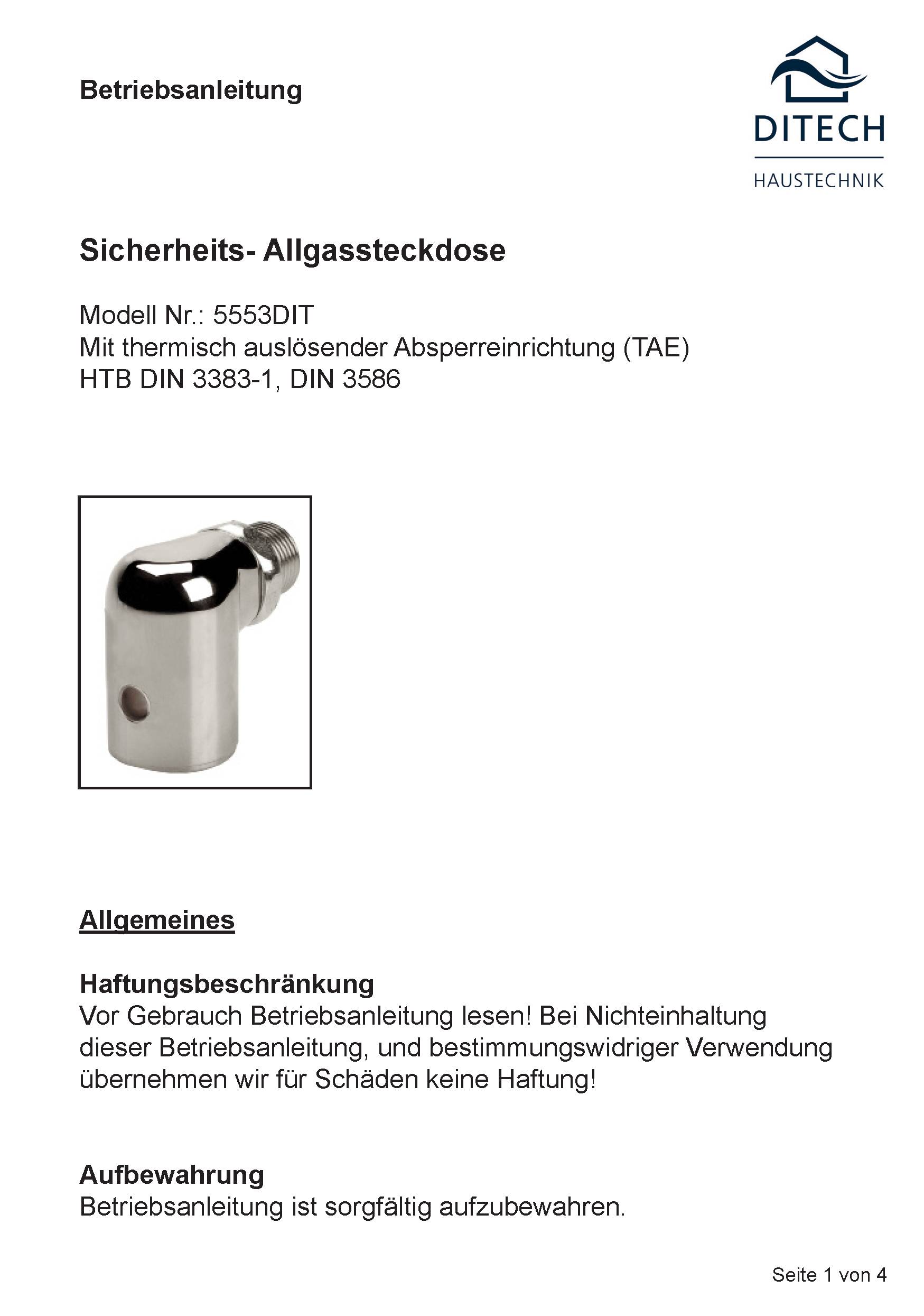 Oventrop Allgassteckdose DN 15, Messing verchromt, mit TAE