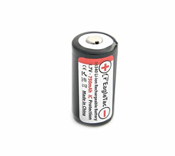 EagTac - 16340 / CR123 / RCR123 - 3,7 Volt 750mAh Li-Ion mit PCB