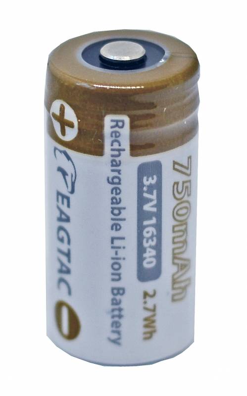 EagTac - 16340 / CR123 / RCR123 - 3,7 Volt 750mAh Li-Ion mit PCB