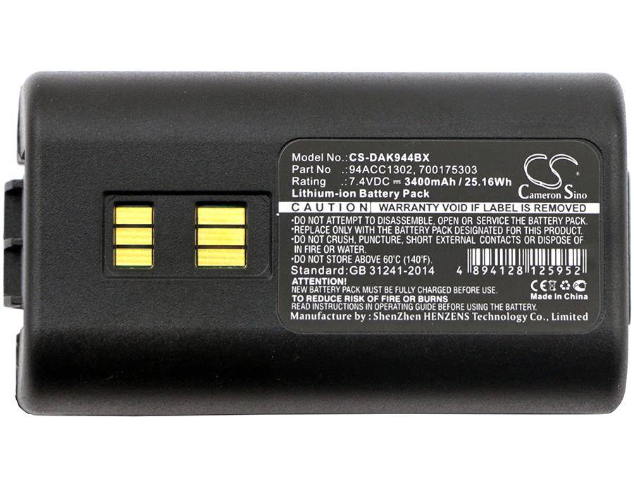 Ersatzakku - CS-DAK944BX - Datalogic 700175303 / 94ACC1302 - 7,4 Volt 3400mAh Li-Ion