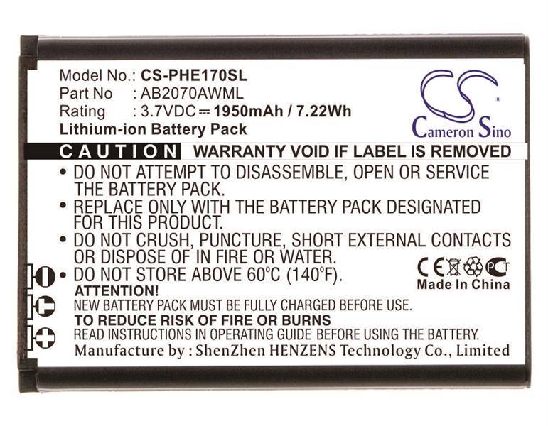 Ersatzakku - CS-PHE170SL - Philips AB2070AWML / CTE170 - 3,7 Volt 1950mAh Li-Ion
