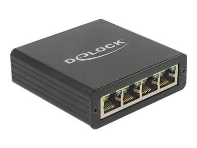 DELOCK Adapter USB3.0 Typ B -> 4x Gigabit LAN RJ45 Bu/Bu Multimedia-Technik USB-Adapter