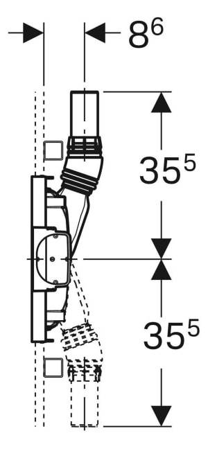 Geberit Duofix Element für Dusche, 130 cm, mit Wandablauf, Wandarmatur Unterputz, für Estrichhöhe am Einlauf 90–200 mm