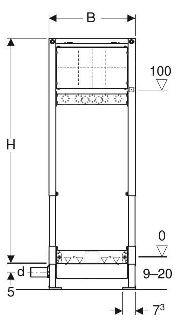 Geberit Duofix Element für Dusche, 130 cm, mit Wandablauf, Wandarmatur Unterputz, für Estrichhöhe am Einlauf 90–200 mm