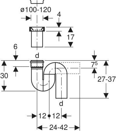 Geberit Geruchsverschluss für Hock-WC Abgang horizontal d110