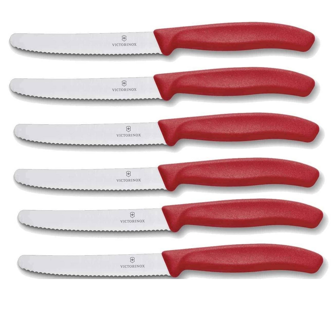 Victorinox | Tafelmesser Set | 6er Set | Swiss Classic | roter Griff | ideal für den täglichen Gebrauch | spülmaschinengeeignet | hochqualitative