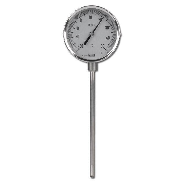 Bimetallthermometer Klasse 1,0 - Anzeigebereich 0°C bis +120°C - Tauchschaftlänge 100 mm - Skalenteilung 1°C
