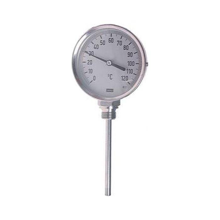 Bimetallthermometer Klasse 1,0 - Anzeigebereich 0°C bis +120°C - Tauchschaftlänge 63 mm - Skalenteilung 1°C