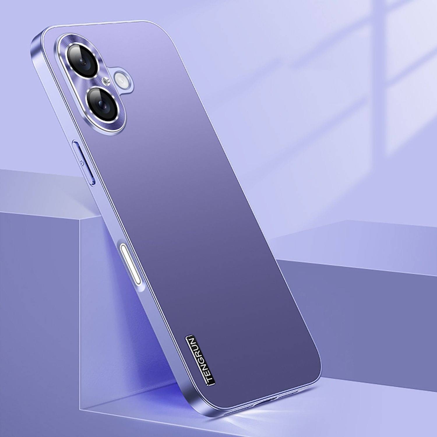 Für Apple iPhone 16 Feinmattes Metall Design Optik Handy Hülle Case Tasche Lila