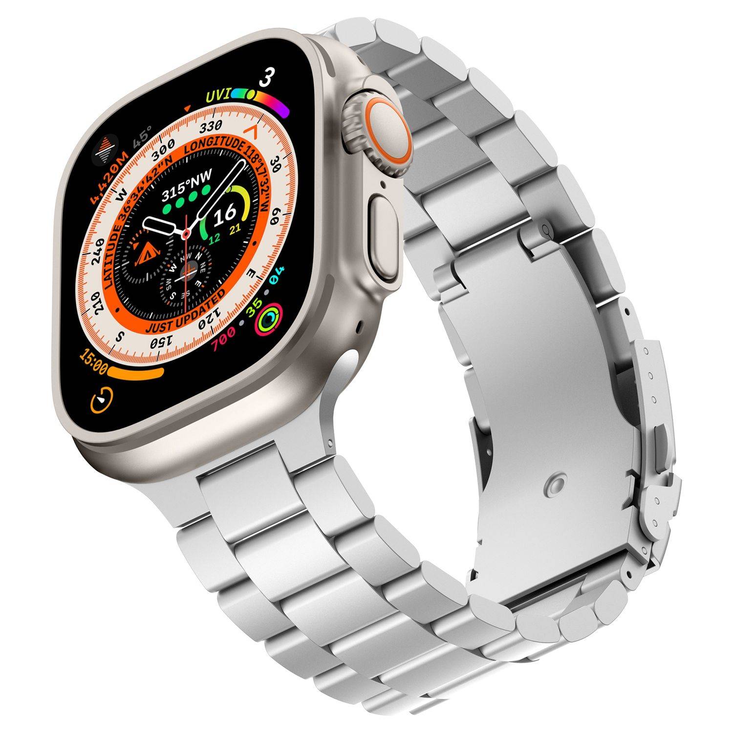 Für Apple Watch Series 10 46mm / 9 8 7 45 / 6 SE 5 4 44mm Band Silber