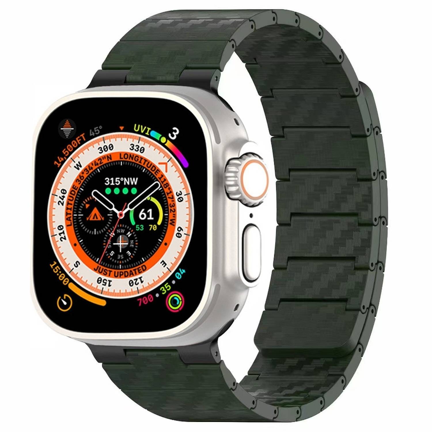 Für Apple Watch Ultra 2 / 1 49mm Carbonfaser Magnetisches Armband Grün