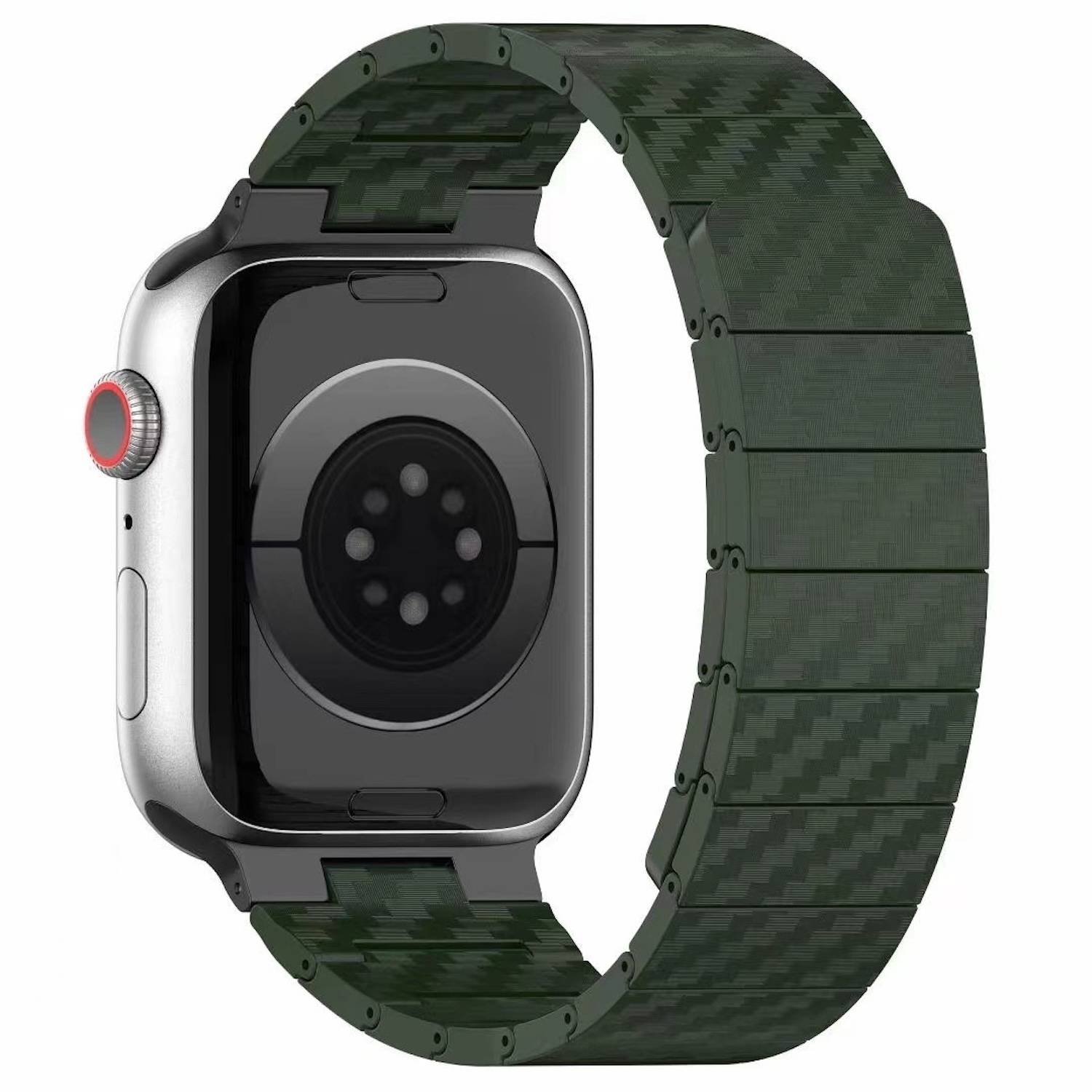 Für Apple Watch SE 2023 44mm Carbonfaser Magnetisches Ersatz Smart Armband Grün