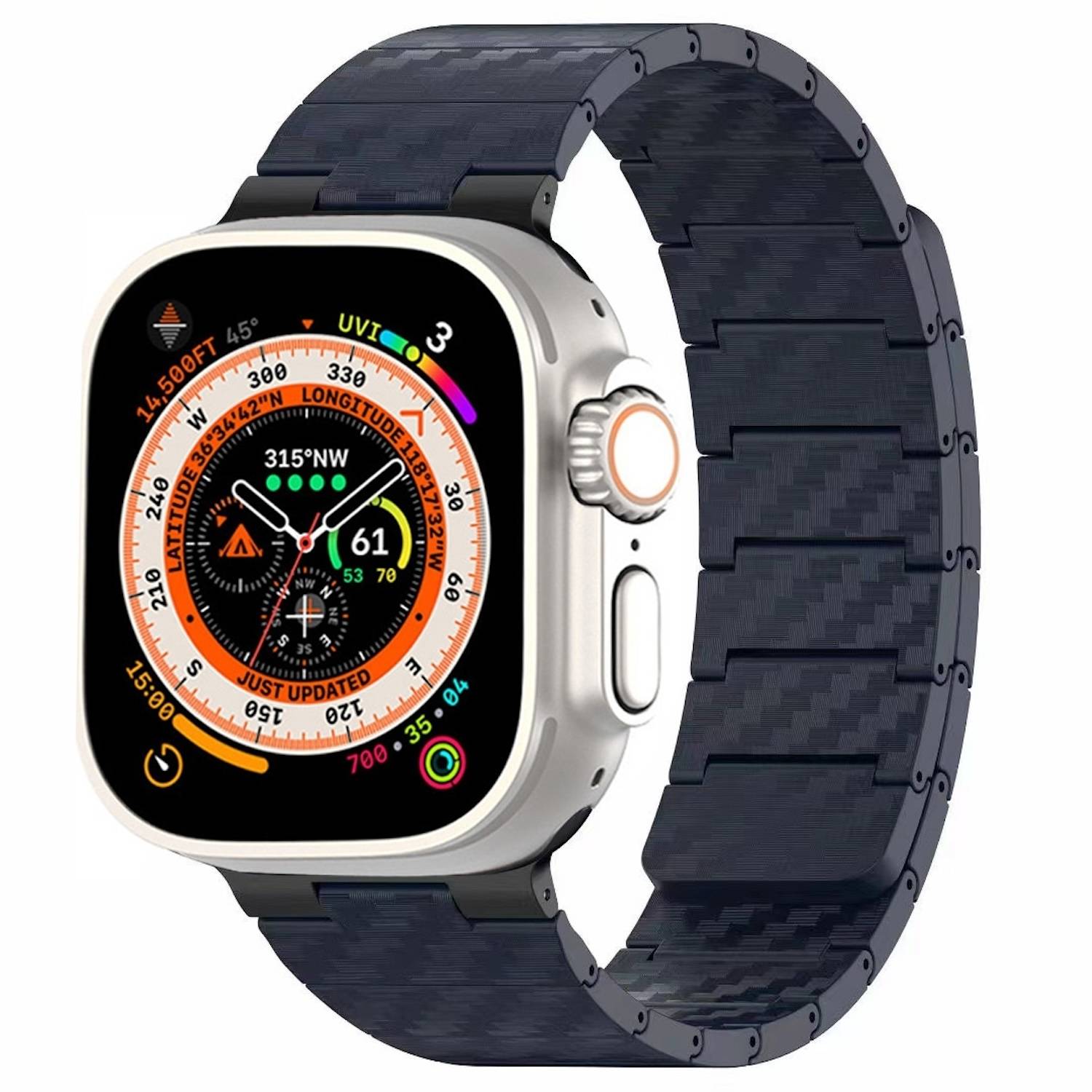Für Apple Watch Ultra 2 / 1 49mm Carbonfaser Magnetisches Armband Blau